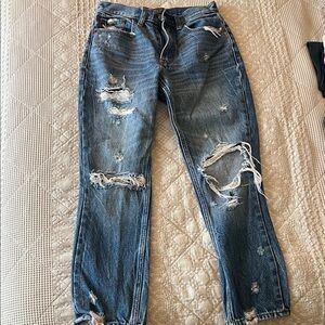 Abercrombie & Fitch Ripped Mom Blue Jeans